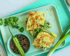 Prøv også Koreansk pannekake, pajeon.