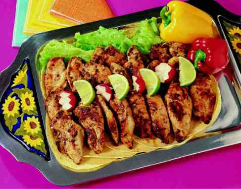 Fajitas de pollo (tortillas med kyllingfyll) oppskrift.