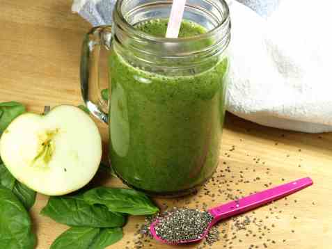 Grønn smoothie med spinat oppskrift.