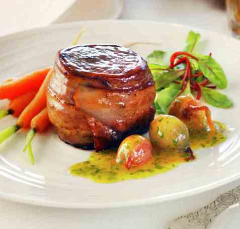 Elgbiff med bacon oppskrift.
