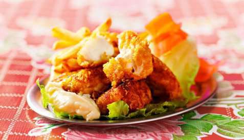 Nuggets med torsk Kirkenes de Luxe oppskrift.