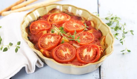 Lettsaltet torsk i tomatform oppskrift.