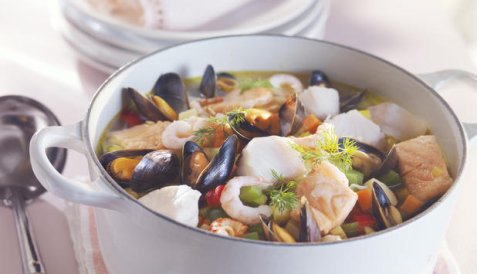 Fisk- og skalldyrsuppe 3 oppskrift.