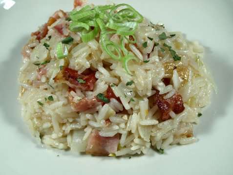 Bacon risotto oppskrift.
