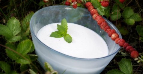 Yoghurt med markjordbær oppskrift.