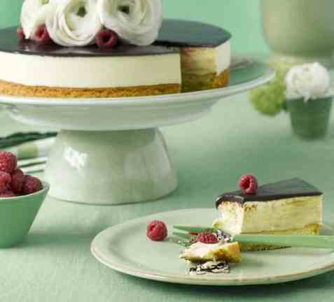 Ostekake med sjokoladelokk oppskrift.