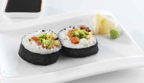 Futomaki sushi med laks oppskrift.