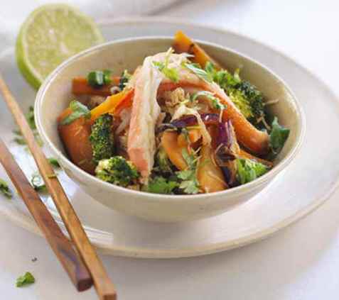 Wok med snøkrabbe oppskrift.