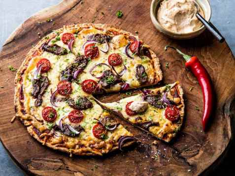 Pizza rosso med chilimarinert indrefilet oppskrift.