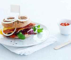 Omelettburger med spekeskinke oppskrift.