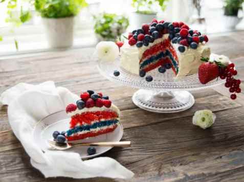 Kake i flaggets farger oppskrift.