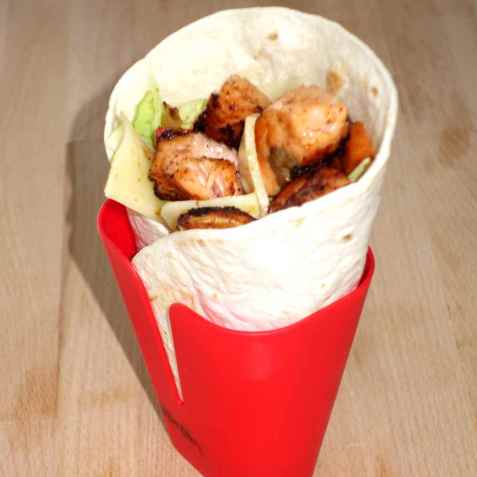Taco med laks i lefser oppskrift.
