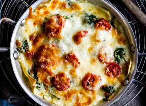 Vegetarlasagne med spinat oppskrift.