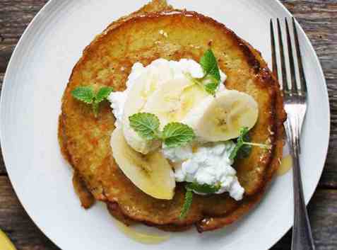Bananpannekaker med mandelmel oppskrift.
