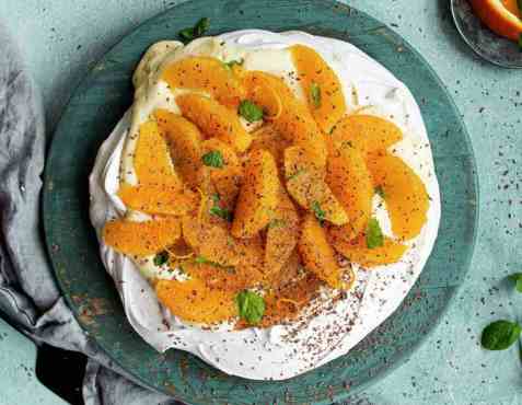 Pavlova med appelsin oppskrift.