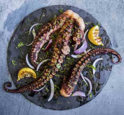 Grillet blekksprut oppskrift.