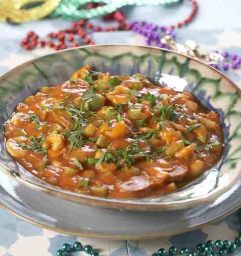 Gumbo med løk og paprika oppskrift.